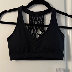 Mono B Black Sports Bra with Lattice Back
